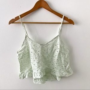 Mint Green Lace Crop Top